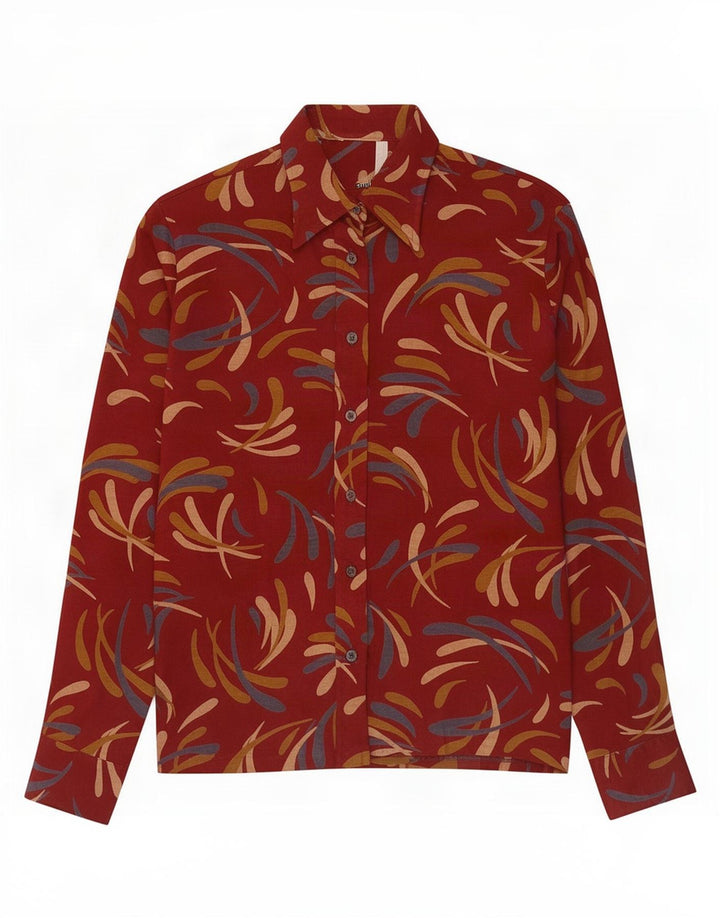 Cămașă vintage pentru femei cu model abstract IT 48 XL roșu acrilic