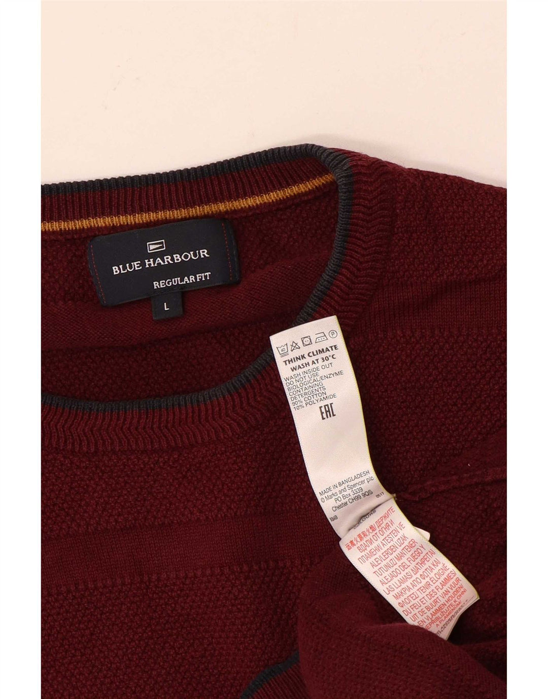 Marks & Spencer Pulover pentru bărbați, Blue Harbour, cu decolteu triplu, maro mare