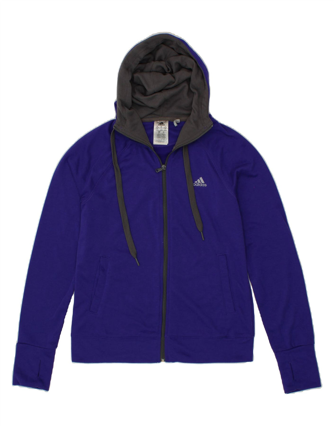 ADIDAS Womens Zip Hoodie Sweater UK 8/10 0Small Blue Polyester Vintage Adidas and Second-Hand Adidas from Messina Hembry 