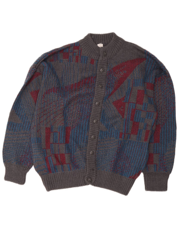 Pulover Cardigan Vintage pentru bărbați IT 54 XL Lână geometrică gri