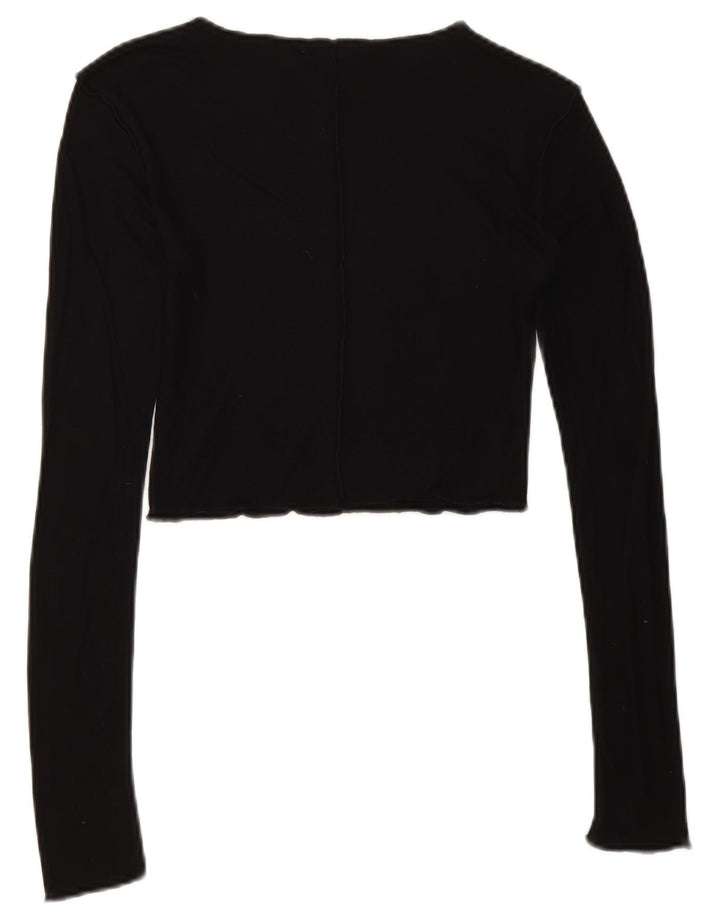 Crop Top pentru femei Zara cu mânecă lungă UK 8 Mic Negru