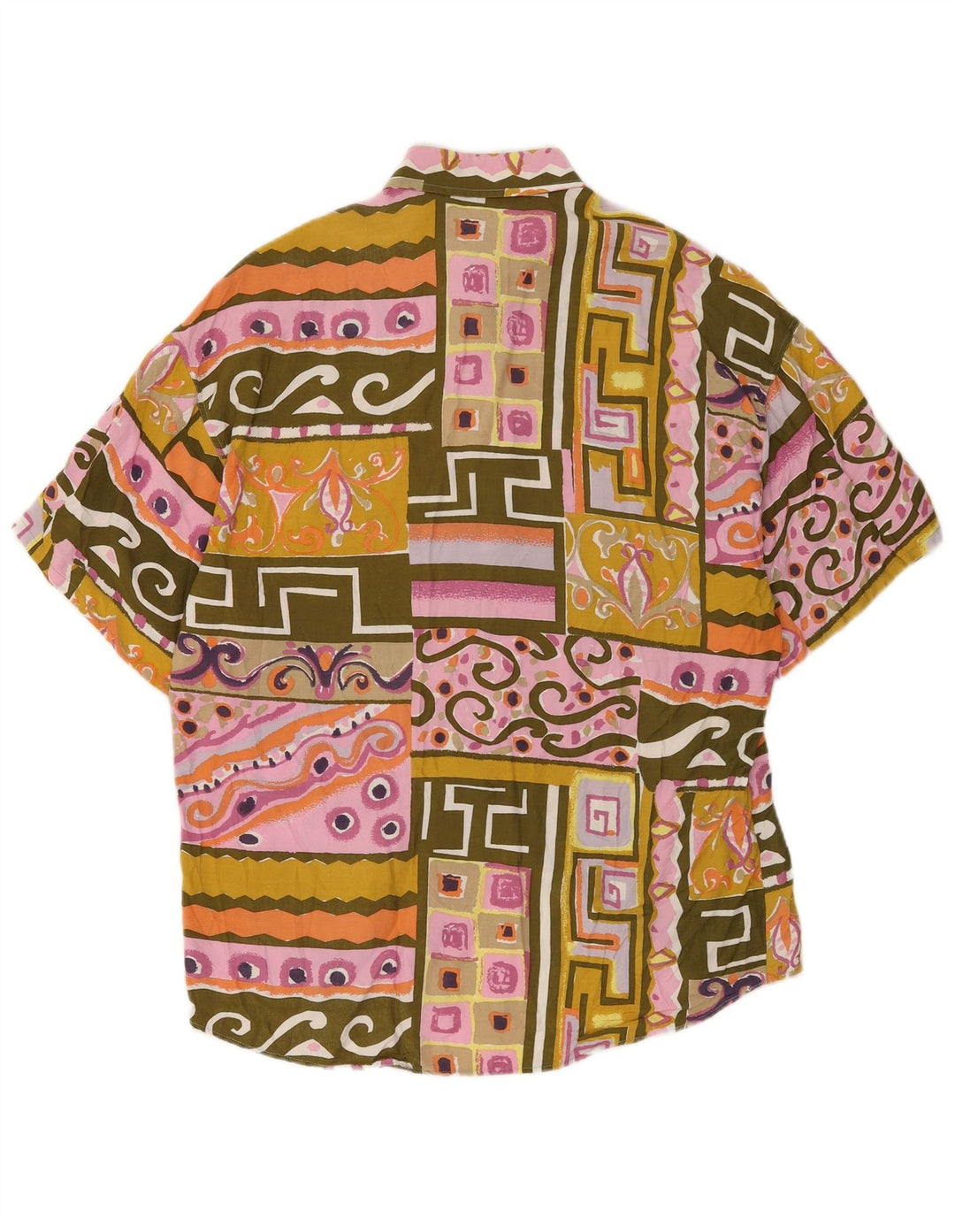 Cămașă vintage pentru bărbați cu mânecă scurtă, mare, multicoloră, viscoză