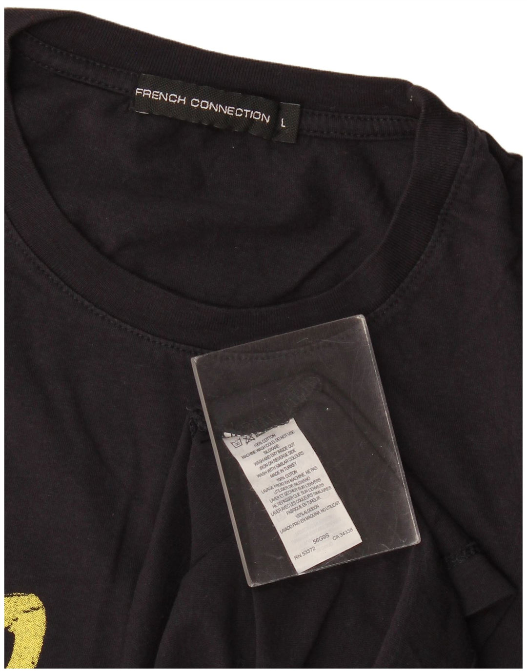 Tricou grafic pentru bărbați French Connection Top mare din bumbac negru