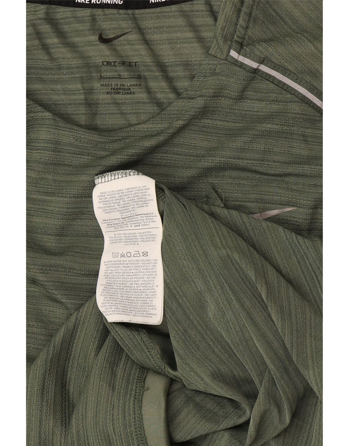 Tricou Nike Dri Fit pentru bărbați Top mare, verde, poliester cu dungi