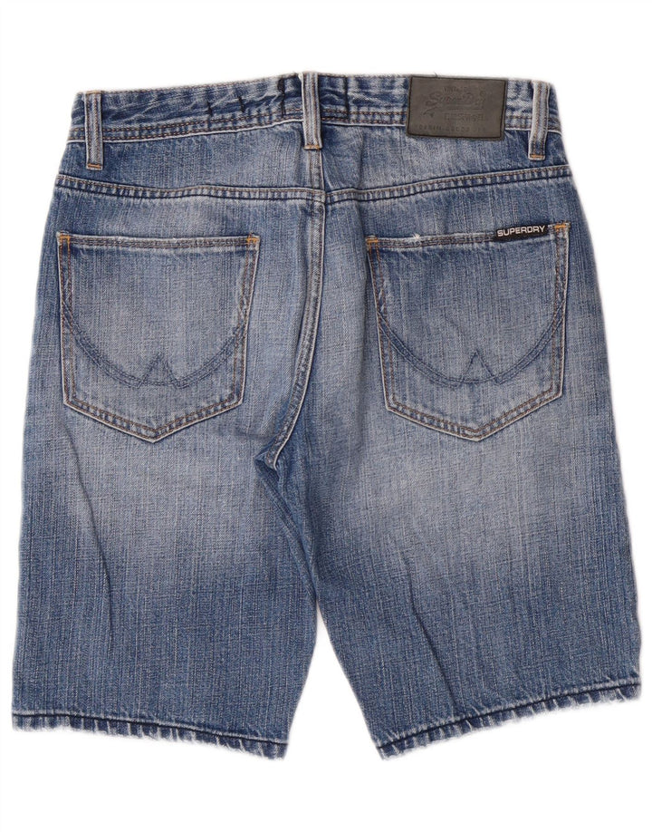 SUPERDRY Pantaloni scurți din denim subțire pentru bărbați, W28, bumbac albastru mediu