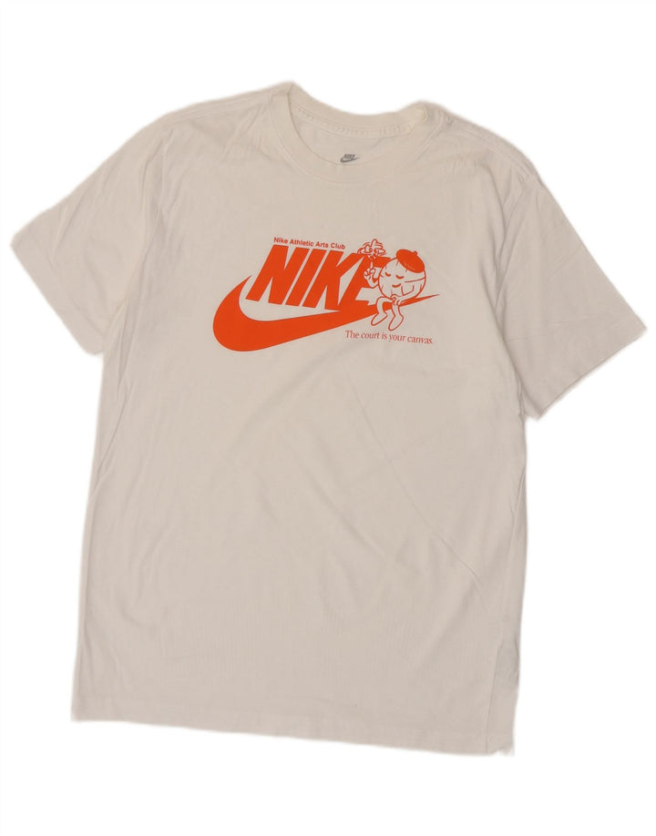 Tricou grafic pentru bărbați NIKE Top mediu din bumbac alb
