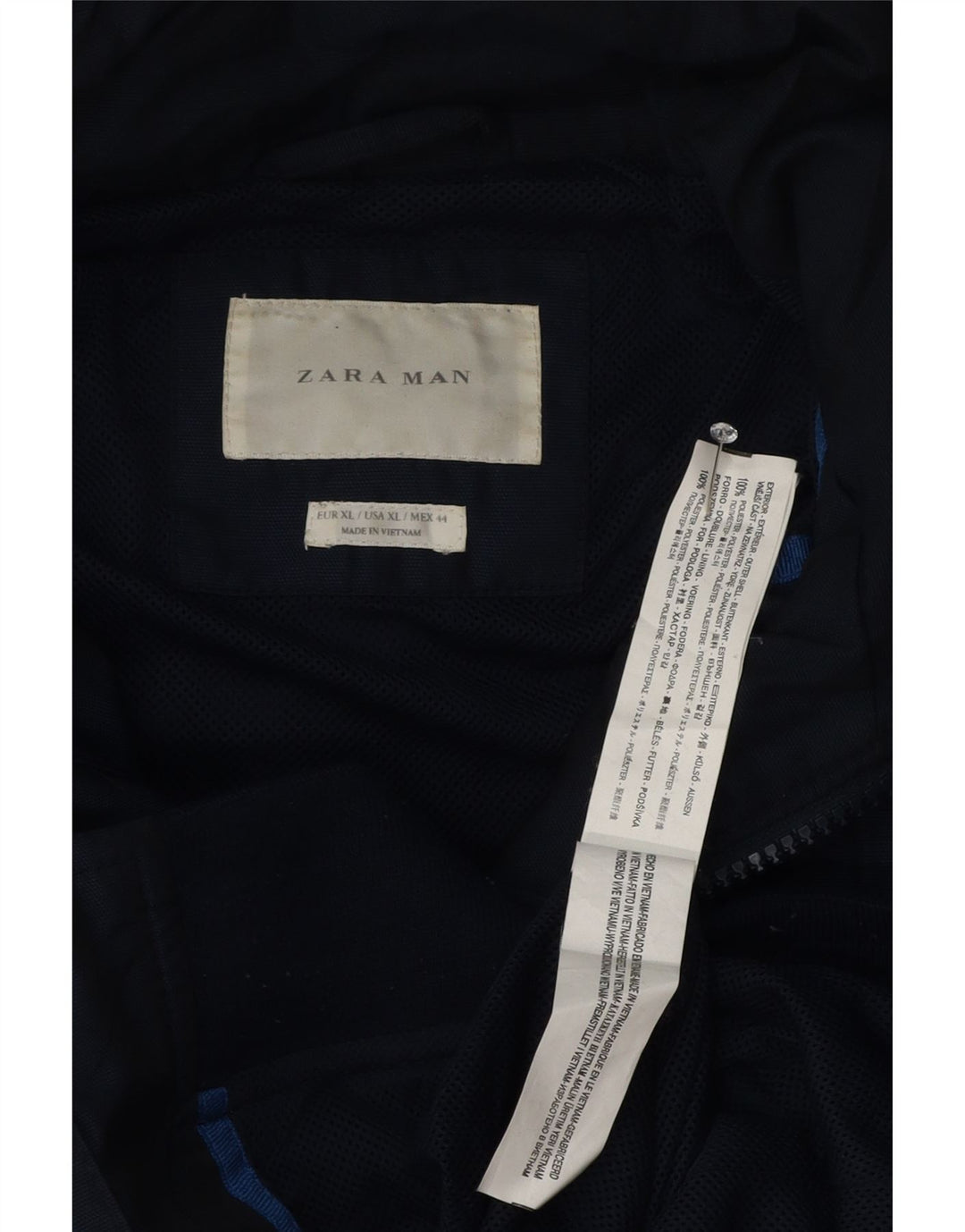 Jachetă bomber cu glugă pentru bărbați Zara UK 42 XL bleumarin poliester
