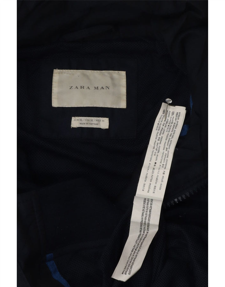 Jachetă bomber cu glugă pentru bărbați Zara UK 42 XL bleumarin poliester