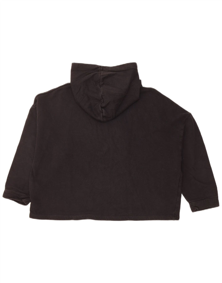 Pulover GUESS pentru femei, supradimensionat, cu mâneci 3/4, cu glugă, cu grafică, UK 8, negru