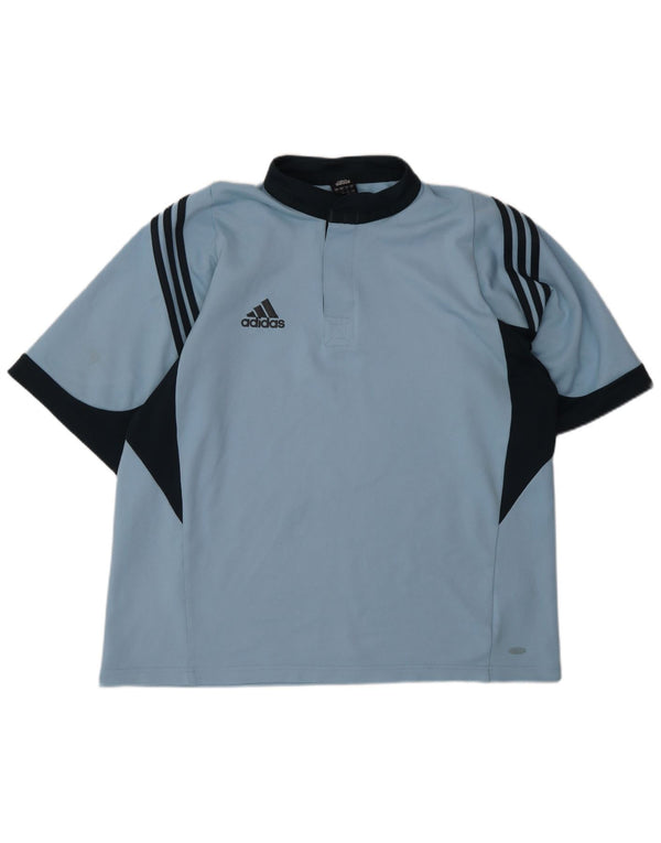Adidas Mens Polo Shirt Large Blue Colourblock Polyester
