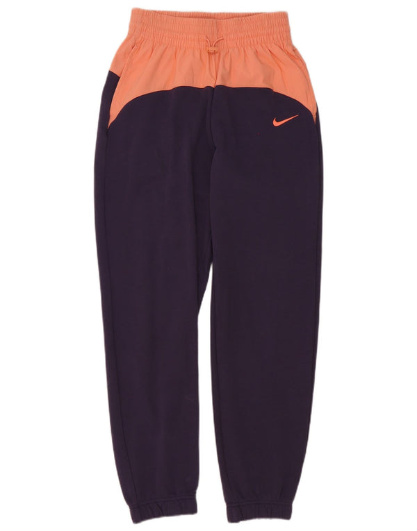 Nike Womens Tracksuit Trousers Joggers UK 6 XS Purple Colourblock Cotton
