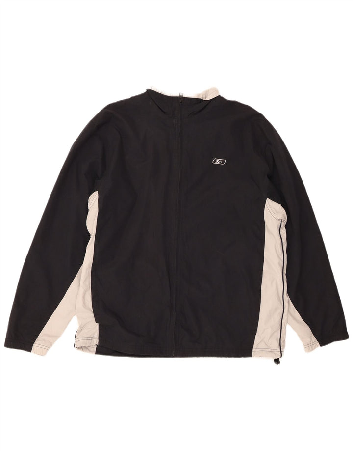Jachetă de trening pentru bărbați REEBOK, negru mediu, poliester bloc de culoare