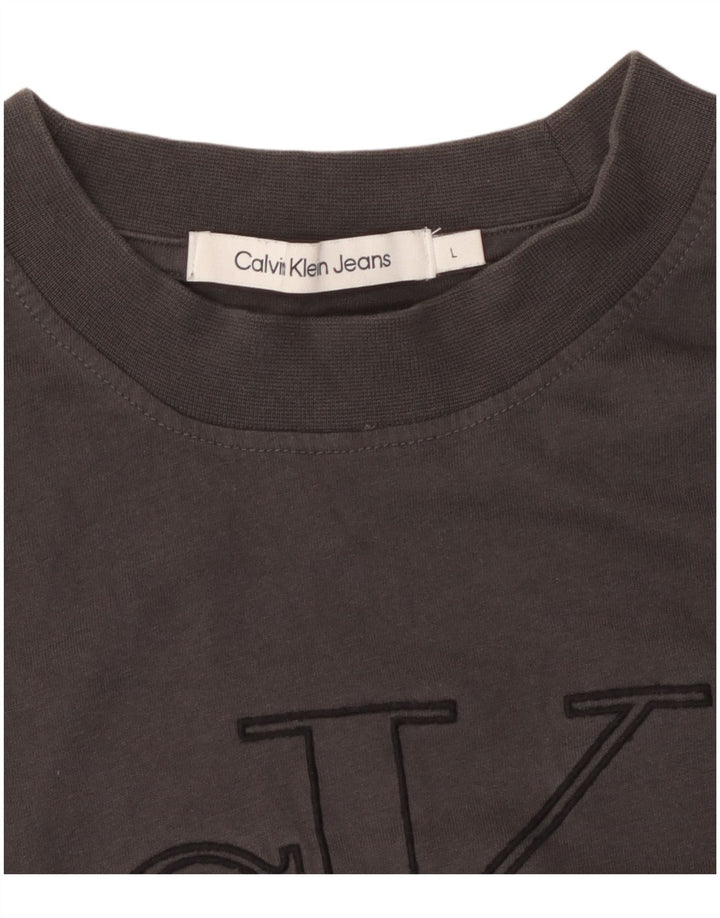CALVIN KLEIN JEANS Tricou cu grafic pentru femei Top UK 14 Large Gri