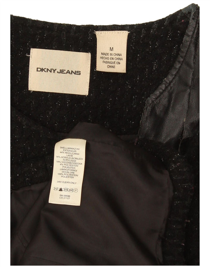 Jachetă Dkny pentru femei, cu fermoar complet, UK 14, lână neagră, medie, pete
