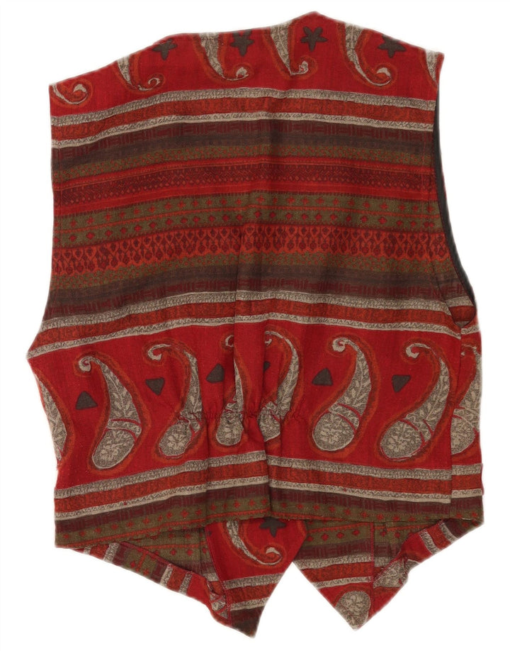 Vestă vintage pentru femei IT 44 Medium Burgundy Paisley Poliester
