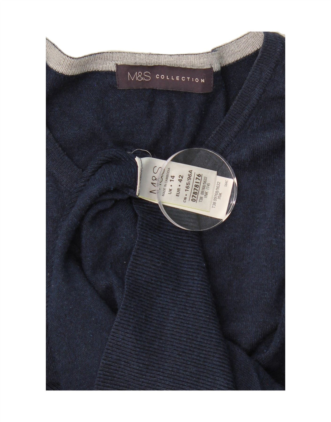 MARKS & SPENCER Womens Cardigan Sweater UK 14 Medium Navy Blue Viscose Vintage Marks & Spencer and Second-Hand Marks & Spencer from Messina Hembry 