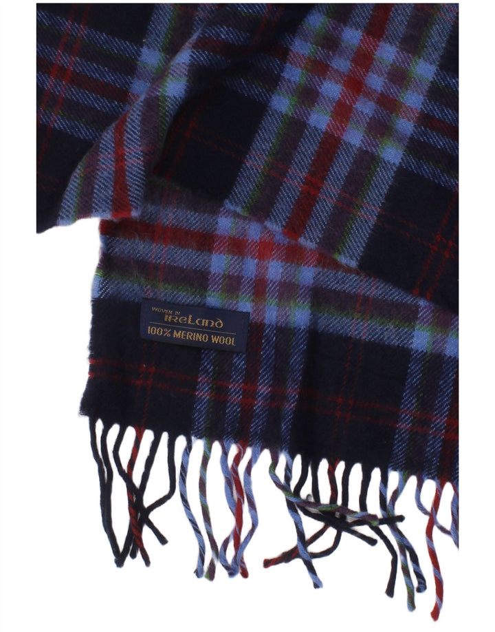 Eșarfă dreptunghiulară pentru bărbați Irlanda, mărime unică, albastru marin, carouri, lână merinos, iarnă