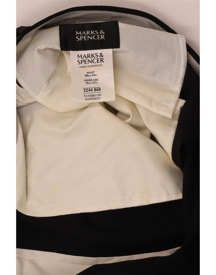 Pantaloni de costum pentru bărbați Marks & Spencer L34 L31 Poliester negru