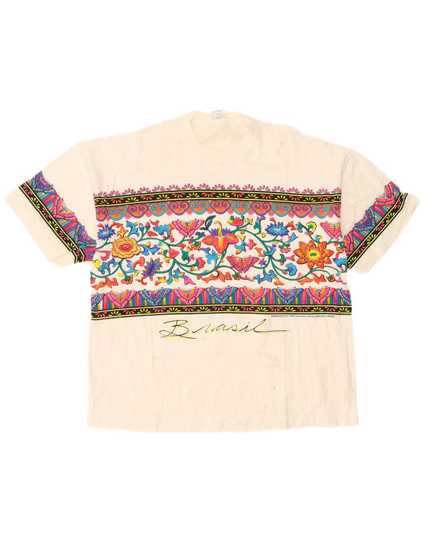 Tricou cu grafic vintage pentru femei Top UK 18 XL Bumbac alb