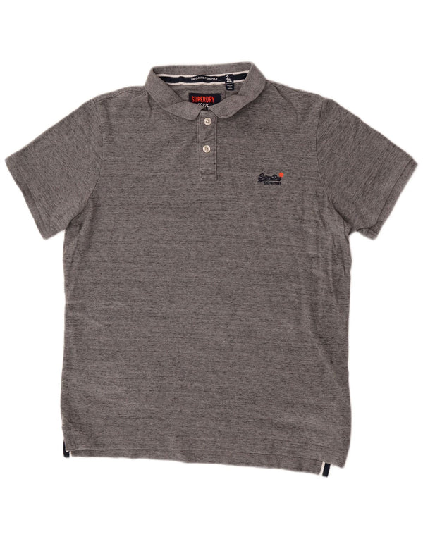 Superdry Mens Classic Fit Polo Shirt 3XL Grey Flecked Cotton