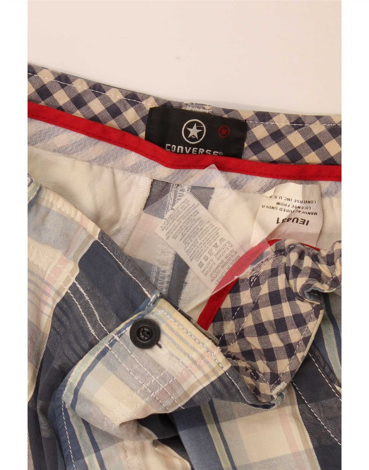 Pantaloni scurți chino Converse pentru bărbați, medii W32, din bumbac cu carouri bleumarin