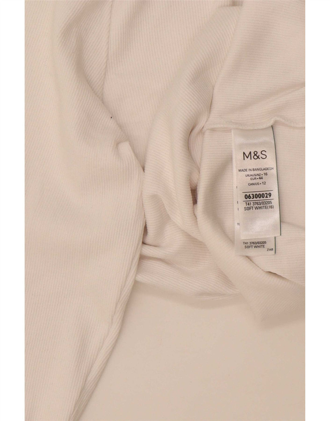 Marks & Spencer Top pentru femei cu mânecă lungă UK 16, mare, alb, bumbac