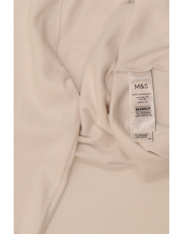 Marks & Spencer Top pentru femei cu mânecă lungă UK 16, mare, alb, bumbac