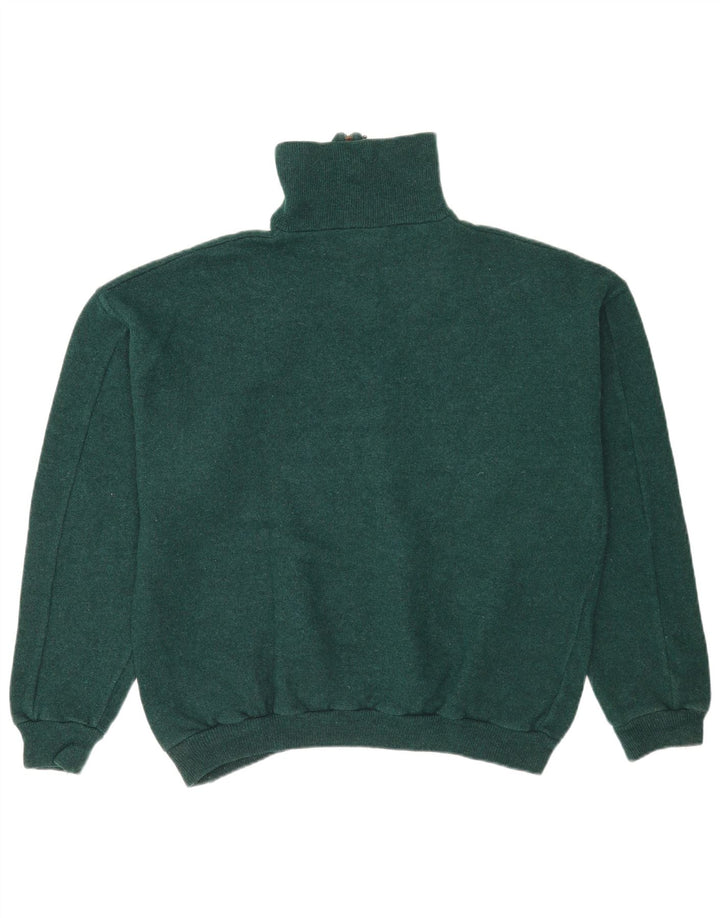Pulover vintage pentru bărbați, cu grafică, cu fermoar și gât, verde mare