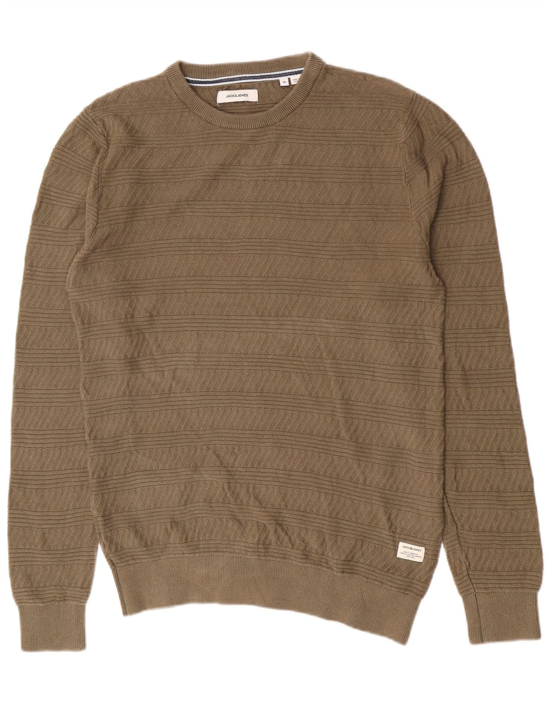Pulover Jack & Jones pentru bărbați, cu gât crew, bumbac geometric verde mediu