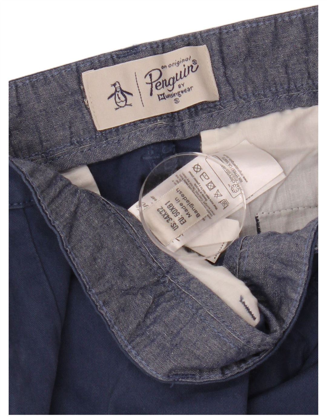 Pantaloni chino slim pentru bărbați PENGUIN L34 L32 bumbac bleumarin