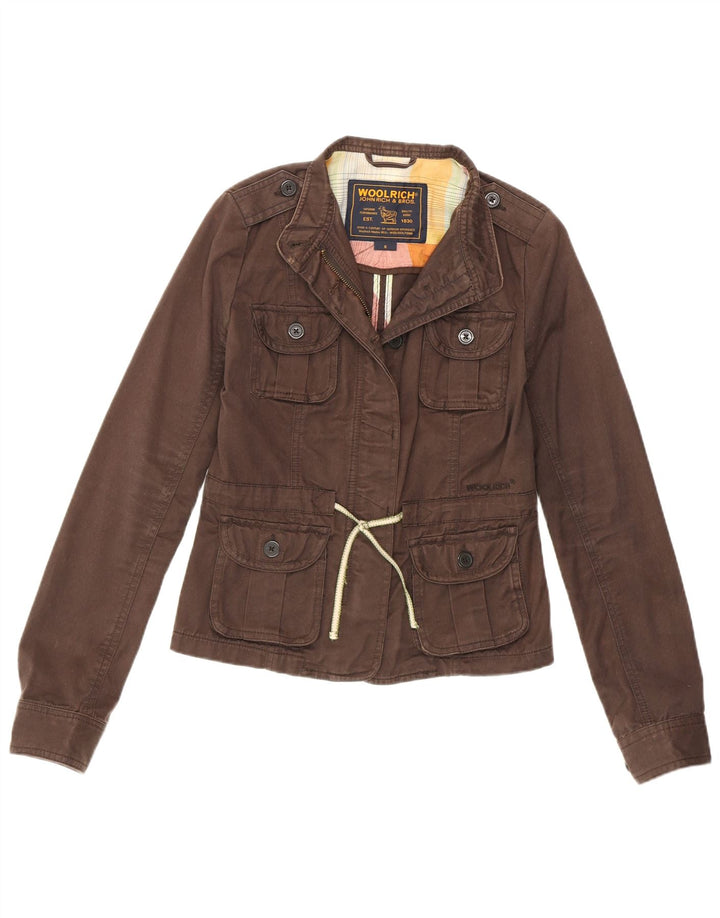 Jachetă militară Woolrich pentru femei UK 8 mic maro bumbac