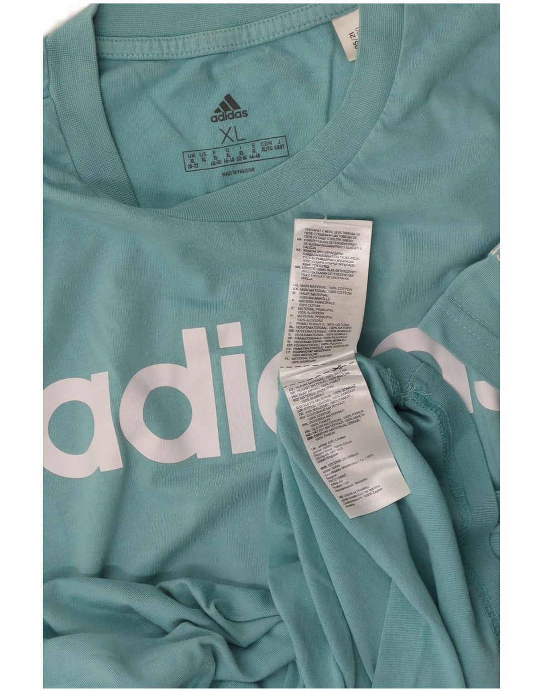 Tricou grafic ADIDAS pentru femei, Marea Britanie 20/22 XL, bumbac albastru