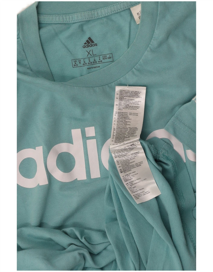Tricou grafic ADIDAS pentru femei, Marea Britanie 20/22 XL, bumbac albastru