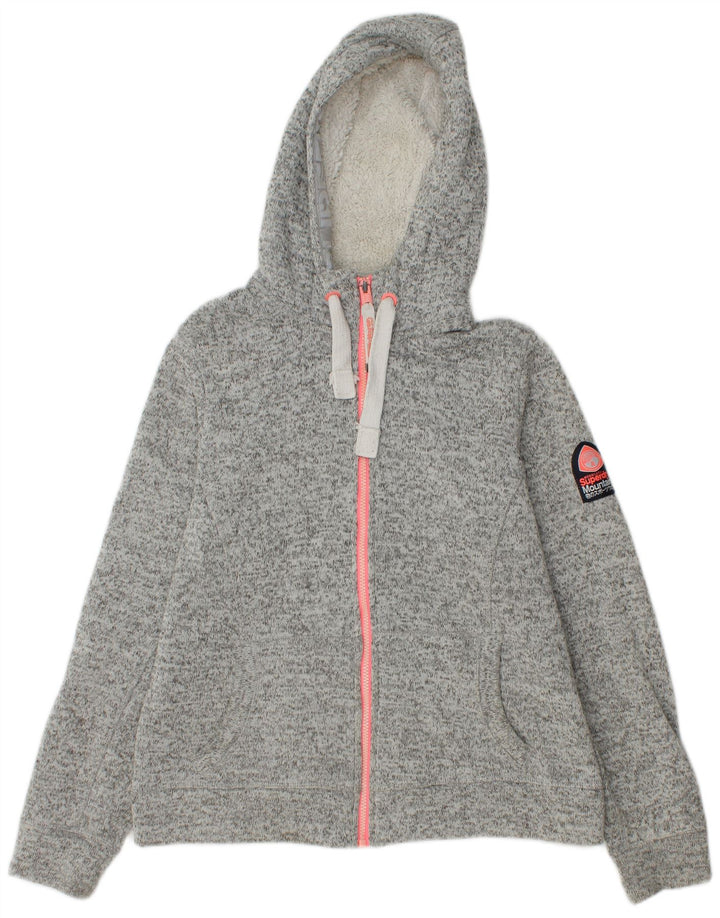 Pulover Superdry pentru femei, cu fermoar, UK 16, mare, poliester cu pete gri