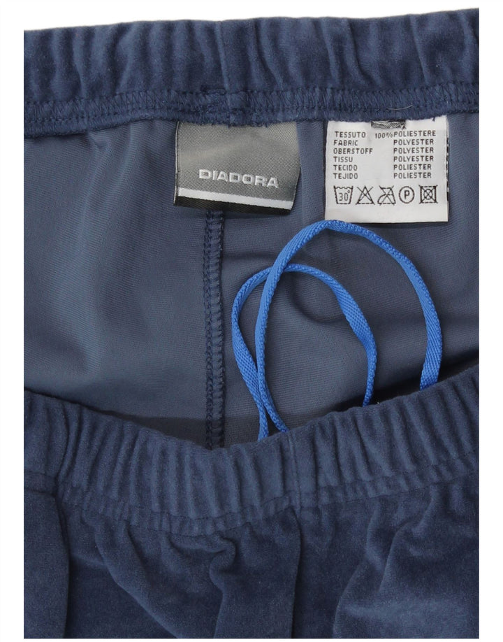 Pantaloni de trening Diadora pentru bărbați din velur mare, poliester bleumarin