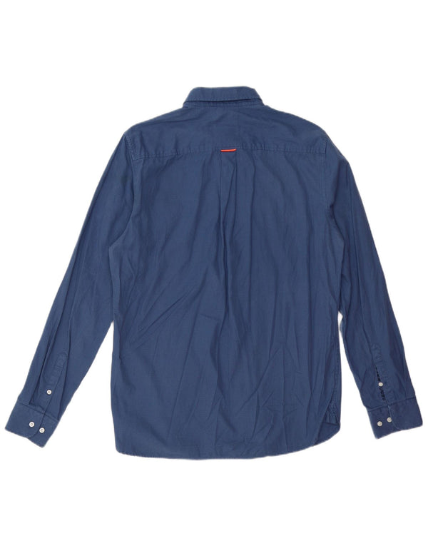 Cămașă pentru bărbați SUPERDRY din bumbac cu picior de gală, albastru mediu