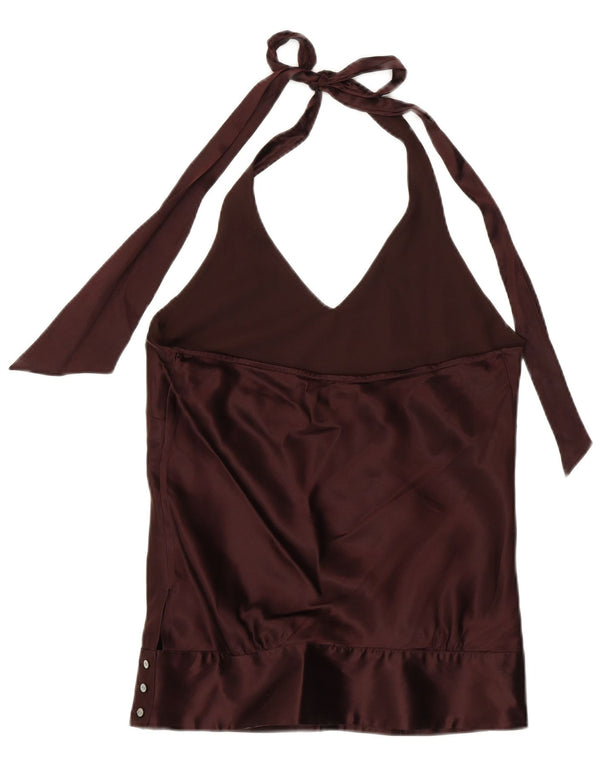 COAST Halter Top pentru femei UK 10 Small Brown Silk