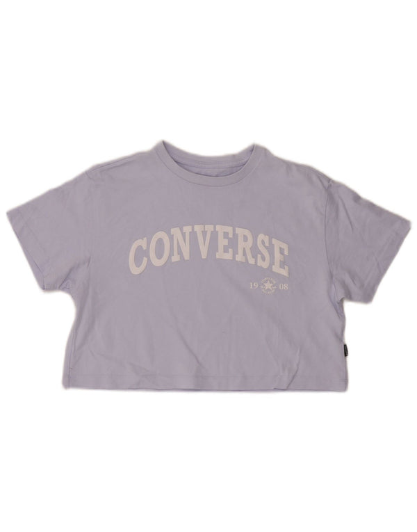 Tricou cu grafic supradimensionat Crop Converse pentru femei UK 6 XS Violet