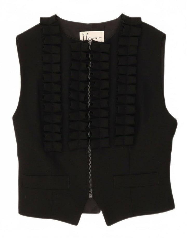 Vestă vintage pentru femei UK 16, lână neagră mică
