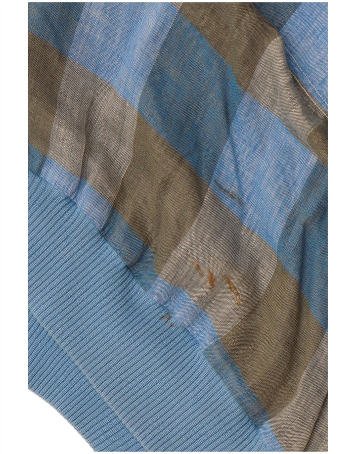 Camasa pulover cu maneca scurta pentru barbati VINTAGE IT 48 Medium Blue Check Flax