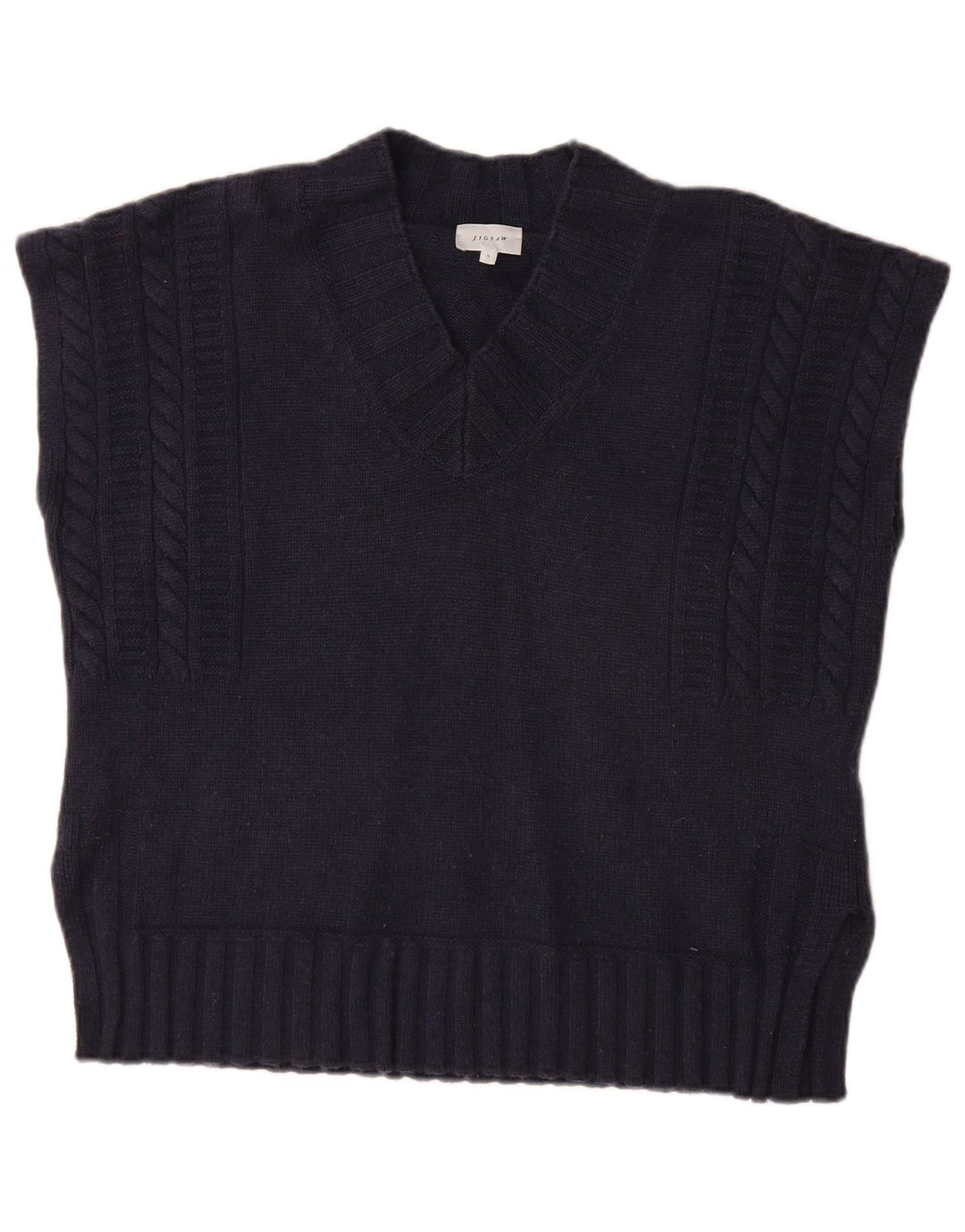 JIGSAW Vestă supradimensionată pentru femei UK 10 Mic Lână bleumarin