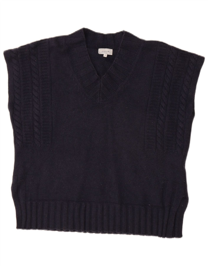 JIGSAW Vestă supradimensionată pentru femei UK 10 Mic Lână bleumarin