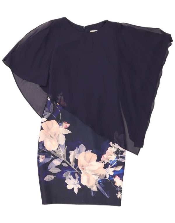 Rochie de teacă asimetrică pentru femei Coast UK 10 Poliester floral, albastru bleumarin, mic