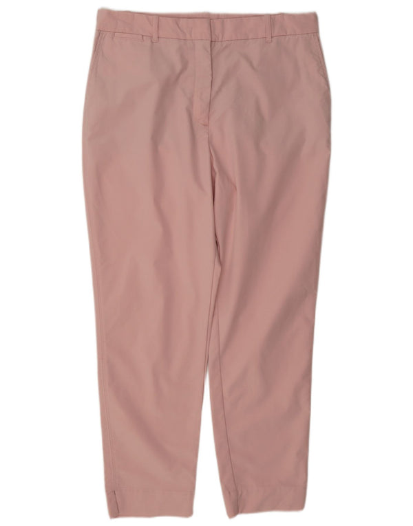 Marks & Spencer Womens High Waist Chino Trousers UK 14 Large W32 L28 Pink