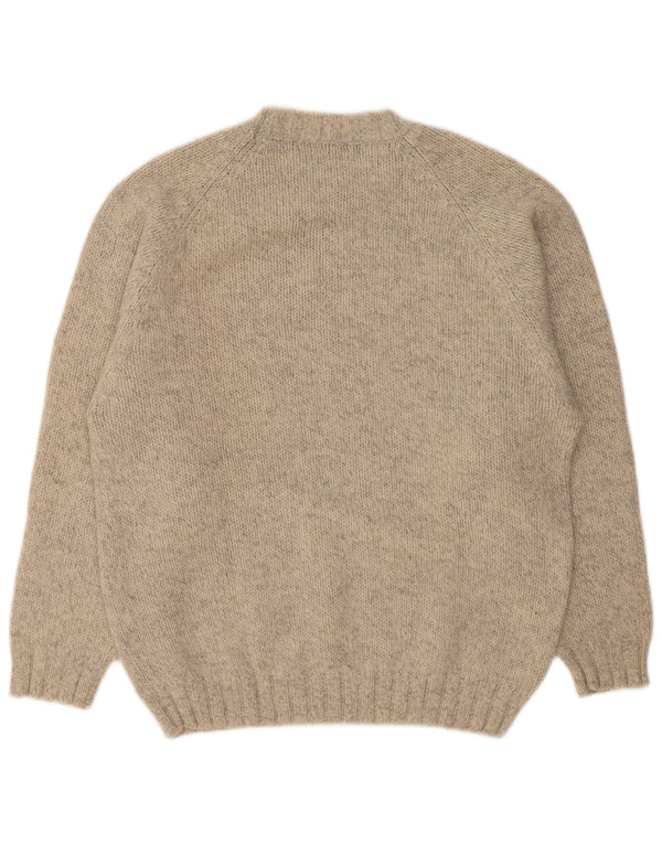 Edward Spiers Mens Crew Neck Jumper Sweater XL Beige Flecked Wool