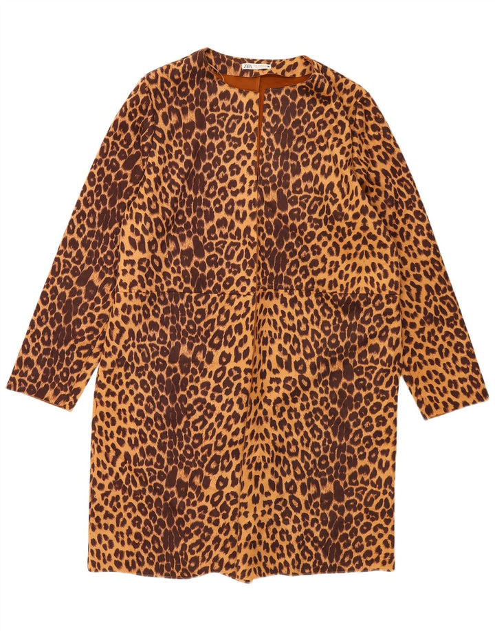 Pardesiu deschis pentru femei Zara UK 18 XL Maro Poliester cu imprimeu animal