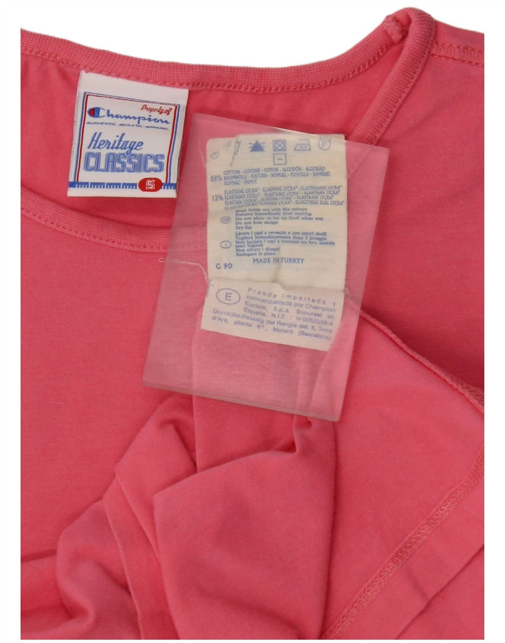 CHAMPION pentru femei Heritage Classics Crop T-shirt Top UK 8 Small Pink Bumbac