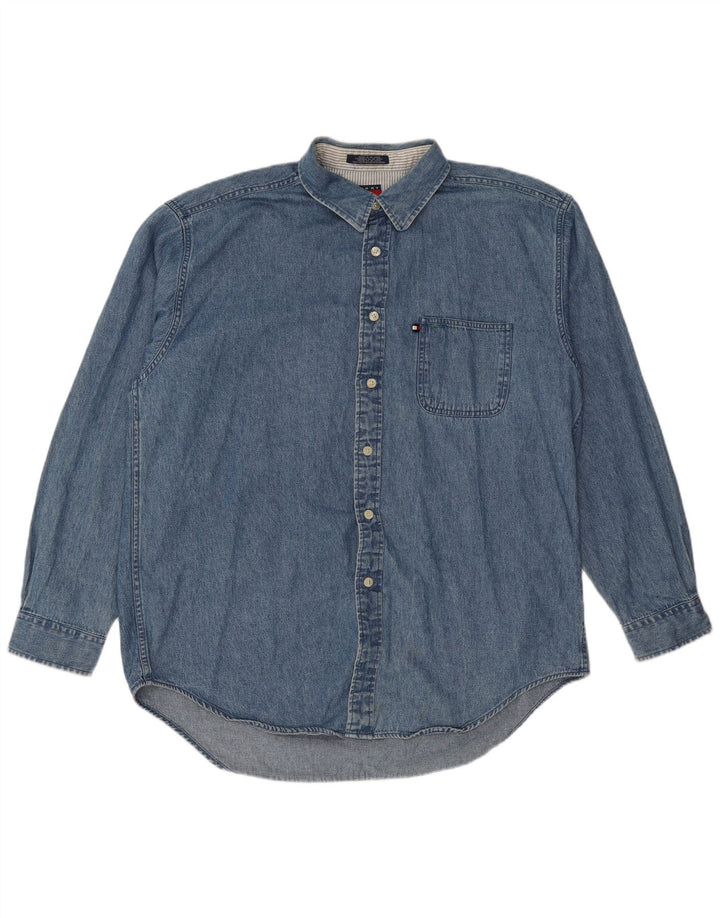 Cămașă de denim pentru bărbați Tommy Hilfiger, bumbac albastru XL