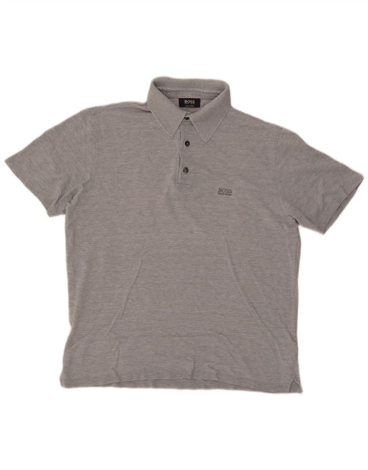 Cămașă polo Hugo Boss pentru bărbați, bumbac cu pete gri mediu