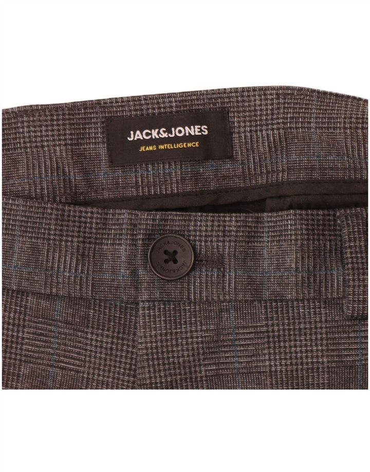 Pantaloni chino slim pentru bărbați Jack & Jones W32 L34 poliester cu picioare de găină gri